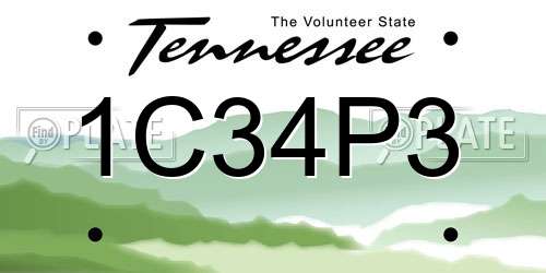 1C34P3 Tennessee License Plate
