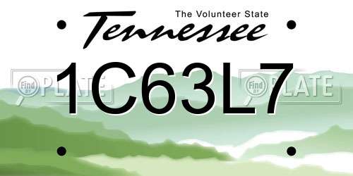 1C63L7 Tennessee License Plate