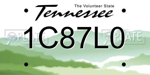 1C87L0 Tennessee License Plate