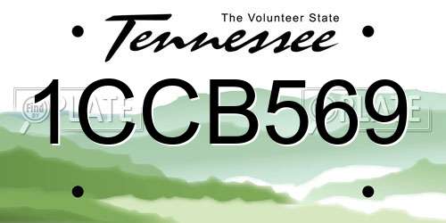 1CCB569 Tennessee License Plate