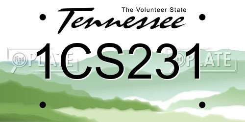 1CS231 Tennessee License Plate