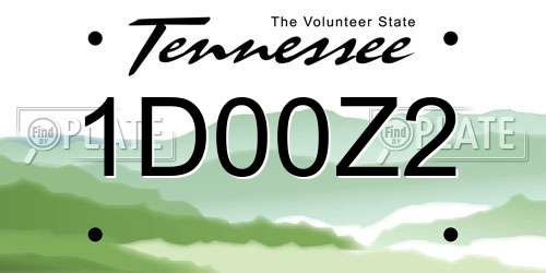 1D00Z2 Tennessee License Plate