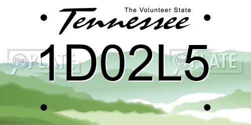 1D02L5 Tennessee License Plate