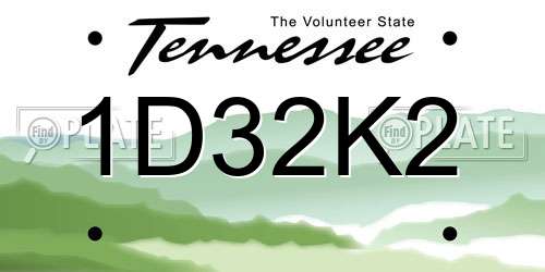 1D32K2 Tennessee License Plate