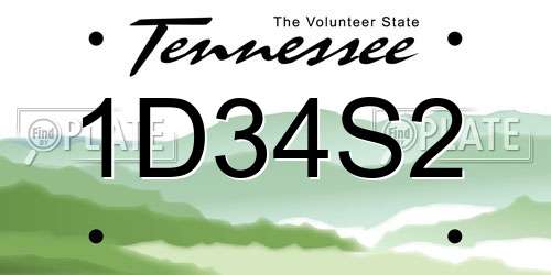 1D34S2 Tennessee License Plate