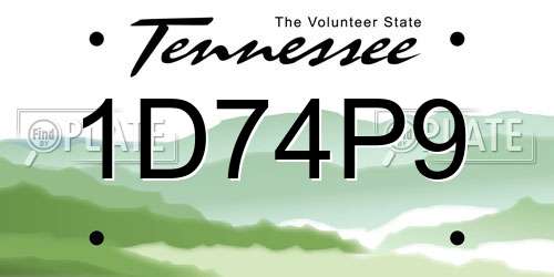 1D74P9 Tennessee License Plate