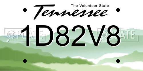 1D82V8 Tennessee License Plate