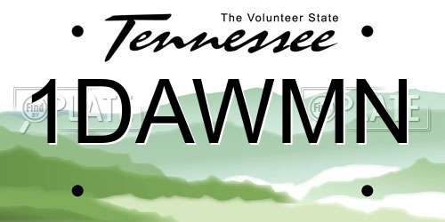 1DAWMN Tennessee License Plate