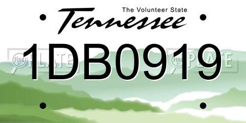 1DB0919 Tennessee License Plate
