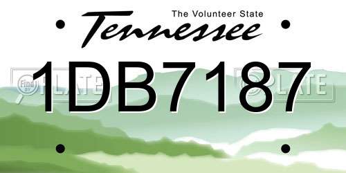 1DB7187 Tennessee License Plate