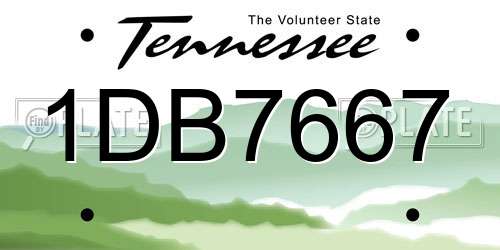 1DB7667 Tennessee License Plate