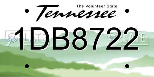 1DB8722 Tennessee License Plate