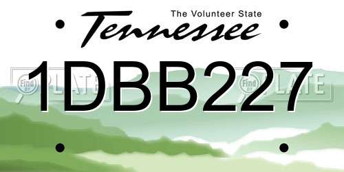 1DBB227 Tennessee License Plate