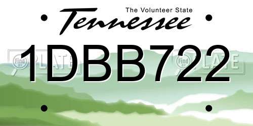 1DBB722 Tennessee License Plate