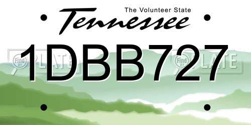 1DBB727 Tennessee License Plate