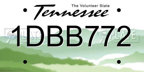 1DBB772 Tennessee License Plate