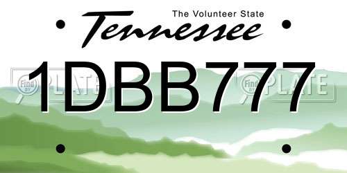 1DBB777 Tennessee License Plate