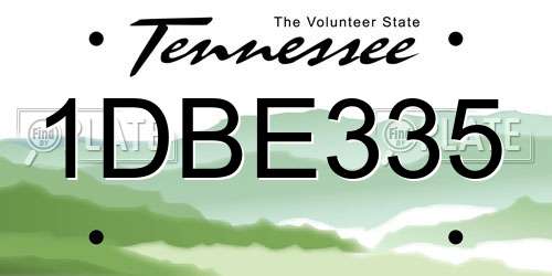 1DBE335 Tennessee License Plate