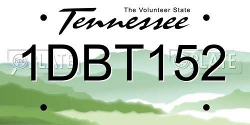 1DBT152 Tennessee License Plate