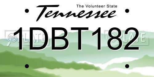 1DBT182 Tennessee License Plate