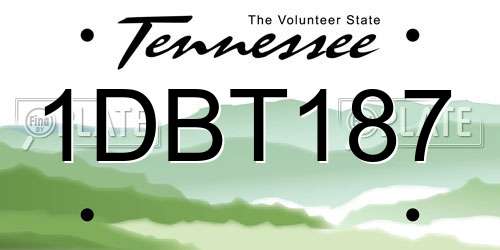 1DBT187 Tennessee License Plate