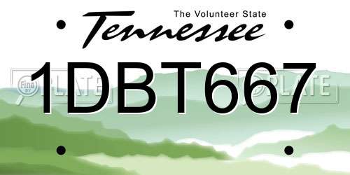 1DBT667 Tennessee License Plate