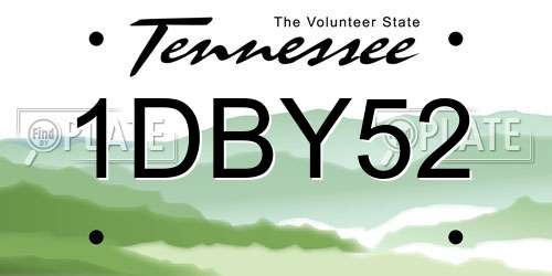 1DBY52 Tennessee License Plate