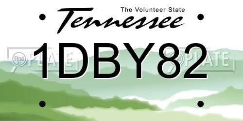 1DBY82 Tennessee License Plate