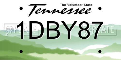 1DBY87 Tennessee License Plate