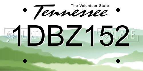 1DBZ152 Tennessee License Plate