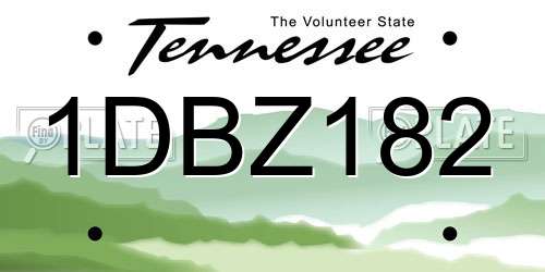 1DBZ182 Tennessee License Plate