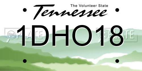 1DHO18 Tennessee License Plate
