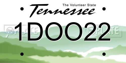 1DOO22 Tennessee License Plate