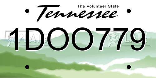1DOO779 Tennessee License Plate