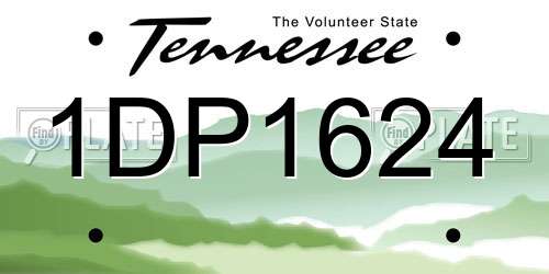 1DP1624 Tennessee License Plate