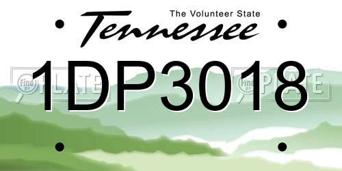1DP3018 Tennessee License Plate