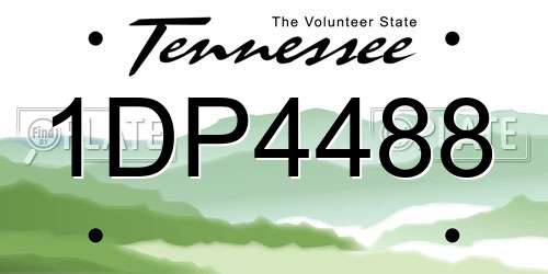 1DP4488 Tennessee License Plate