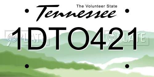 1DTO421 Tennessee License Plate