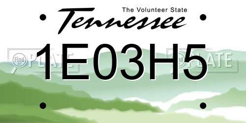 1E03H5 Tennessee License Plate