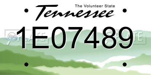 1E07489 Tennessee License Plate