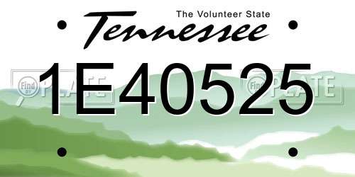 1E40525 Tennessee License Plate