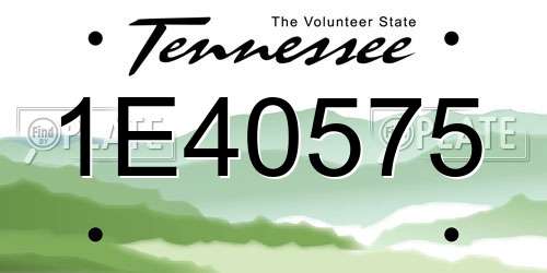 1E40575 Tennessee License Plate