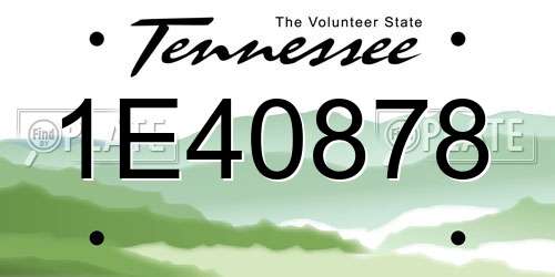 1E40878 Tennessee License Plate