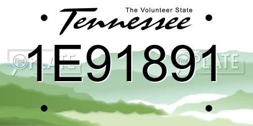 1E91891 Tennessee License Plate