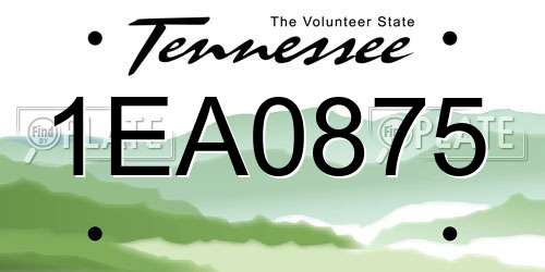 1EA0875 Tennessee License Plate