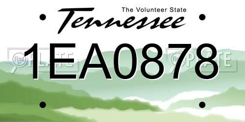 1EA0878 Tennessee License Plate