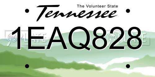 1EAQ828 Tennessee License Plate