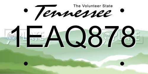 1EAQ878 Tennessee License Plate