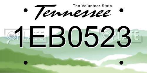 1EB0523 Tennessee License Plate