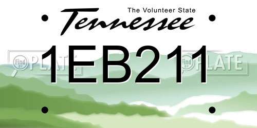 1EB211 Tennessee License Plate
